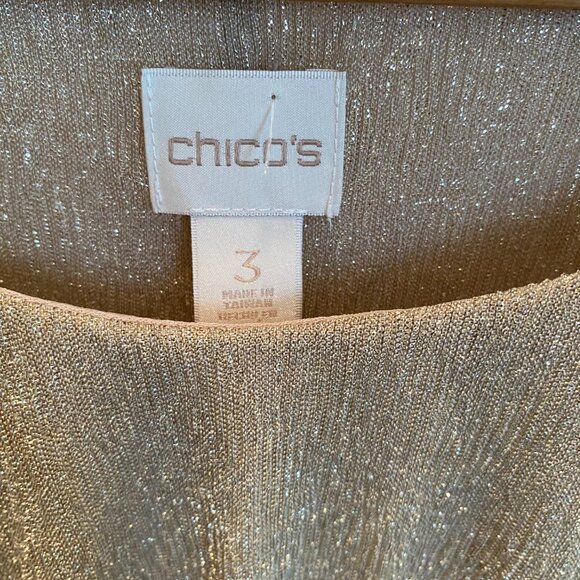 NWT Chico's Cocktail Gold Shimmer Metallic Layers Top Blouse Crossover 3 - Picture 4 of 6
